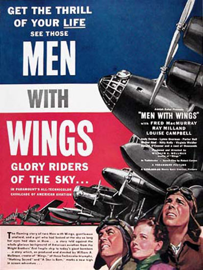 Men With Wings 1938 Movie Glory Riders | Vintage Ad and Cover Art 1891-1970