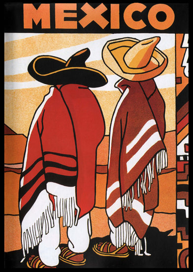 Mexico Two Mexicans with Poncho | Vintage Travel Posters 1891-1970