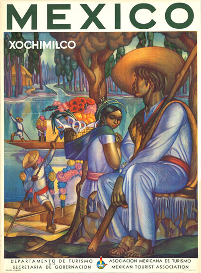 Mexico Xochimilco 1940s | Vintage Travel Posters 1891-1970