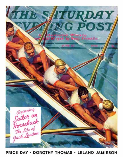 Michael Dolas Saturday Evening Post Scullers 1938_06_25 | The Saturday Evening Post Graphic Art Covers 1931-1969