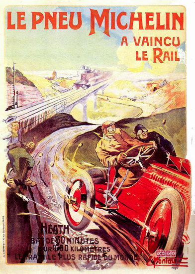 Michelin Pneu A Vaincu Le Rail 1905 | Vintage Ad and Cover Art 1891-1970