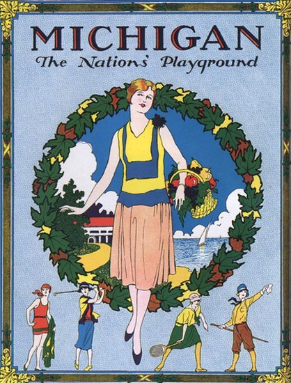 Michigan The Nations Playground | Vintage Travel Posters 1891-1970