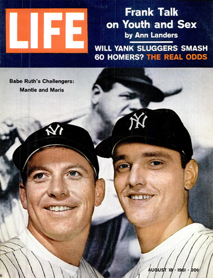 Mickey Mantle and Roger Maris 18 Aug 1961 Copyright Life Magazine | Life Magazine Color Photo Covers 1937-1970