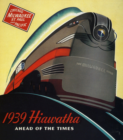 Milwaukee Road Hiawatha Ahead Of Times 1939 | Vintage Travel Posters 1891-1970