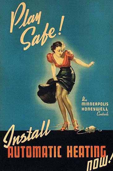 Minneapolis Honeywell Controls Ad 1950 Play Safe Sex Appeal | Sex Appeal Vintage Ads and Covers 1891-1970