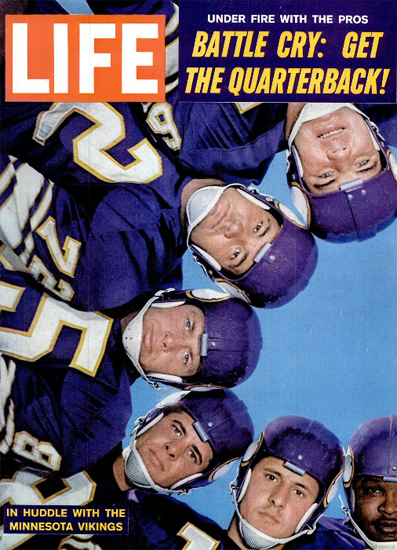 Minnesota Vikings in a Huddle 17 Nov 1961 Copyright Life Magazine | Life Magazine Color Photo Covers 1937-1970