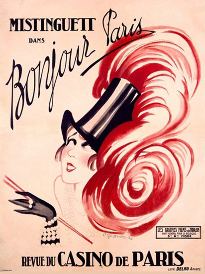 Mistinguett Dans Bonjour Paris Revue Casino | Sex Appeal Vintage Ads and Covers 1891-1970