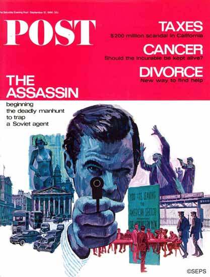 Mitchell Hooks Saturday Evening Post The Assassin 1966_09_10 | The Saturday Evening Post Graphic Art Covers 1931-1969