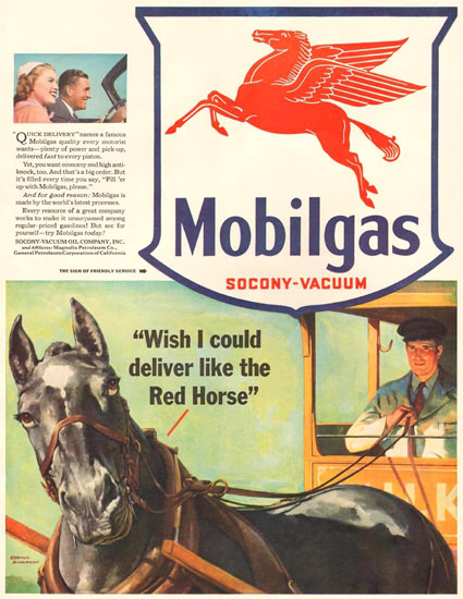 Mobilgas Deliver Like The Red Horse 1941 | Vintage Ad and Cover Art 1891-1970