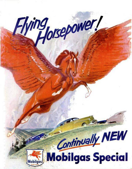 Mobilgas Flying Horsepower 1950 Pegasus | Vintage Ad and Cover Art 1891-1970