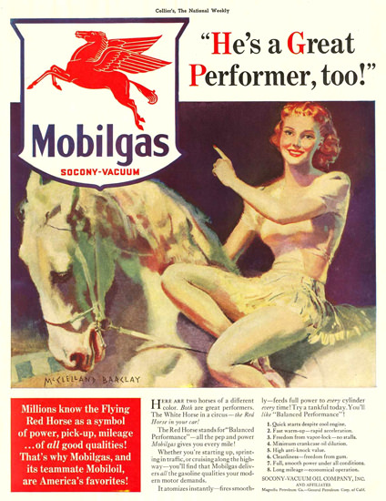 Mobilgas PinUp Girl Red Horse Socony-Vacuum | Sex Appeal Vintage Ads and Covers 1891-1970