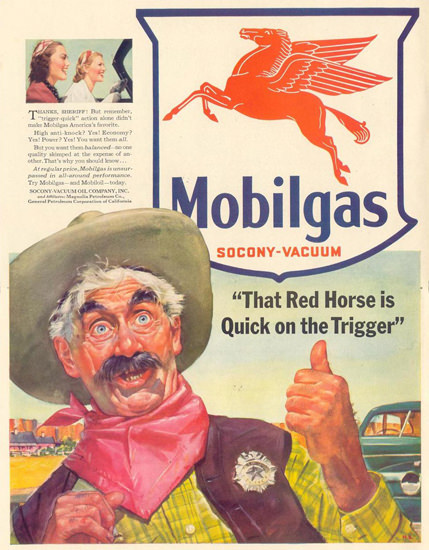 Mobilgas Red Horse Quick On The Trigger 1941 | Vintage Ad and Cover Art 1891-1970