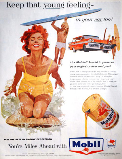 Mobiloil Beach Girl That Young Feeling 1958 | Sex Appeal Vintage Ads and Covers 1891-1970