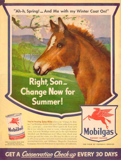 Mobiloil Mobilgas Mobilgas Colt Foal 1943 | Vintage Ad and Cover Art 1891-1970