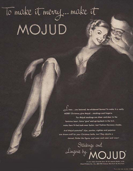 Mojud Stockings And Lingerie To Make It Merry | Sex Appeal Vintage Ads and Covers 1891-1970