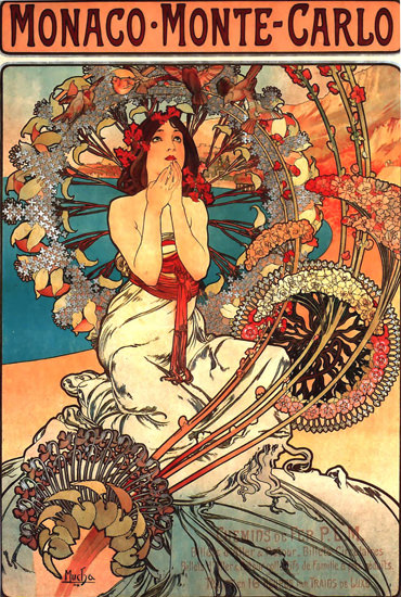 Monaco Monte Carlo 1897 Alfons Mucha | Sex Appeal Vintage Ads and Covers 1891-1970