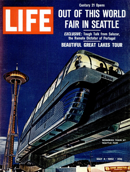 Monorail Train at Seattle Fair 4 May 1962 Copyright Life Magazine | Life Magazine Color Photo Covers 1937-1970