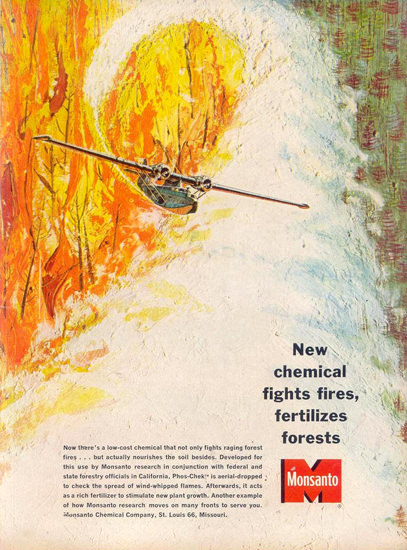 Monsanto Chemicals Fights Fires 1963 | Vintage Ad and Cover Art 1891-1970