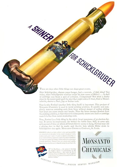 Monsanto Chemicals Shiner F Schicklgruber 1942 | Vintage War Propaganda Posters 1891-1970