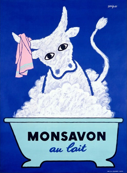 Monsavon Au Lait Soap Cow Raymond Savignac | Vintage Ad and Cover Art 1891-1970