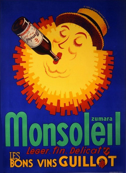 Monsoleil Les Bon Vins Guillot Wine Sun | Vintage Ad and Cover Art 1891-1970