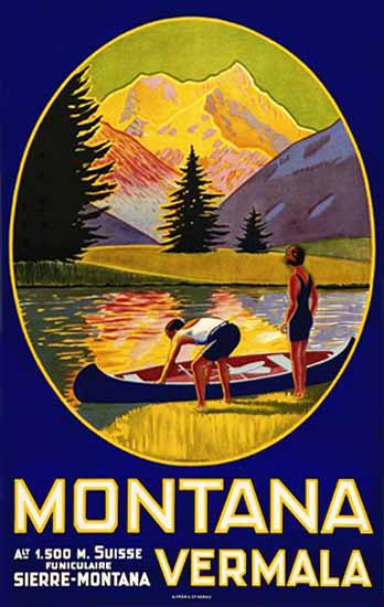 Montana Funiculaire Sierre Montana Switzerland 1926 | Vintage Travel Posters 1891-1970