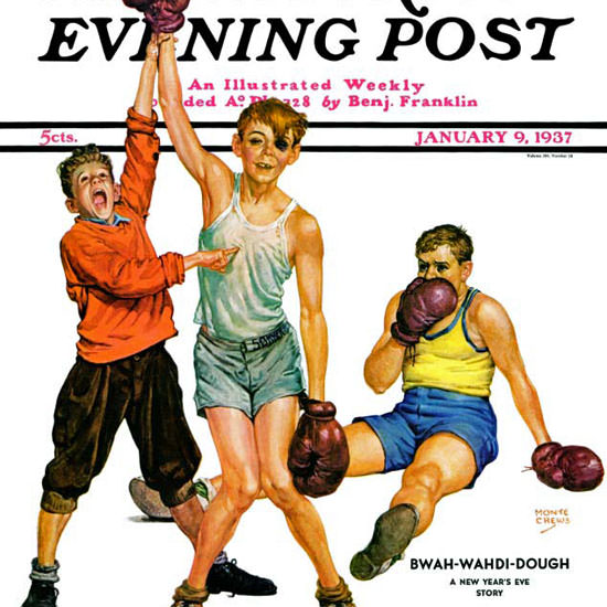 Monte Crews Saturday Evening Post Champ 1937_01_09 Copyright crop | Best of Vintage Cover Art 1900-1970