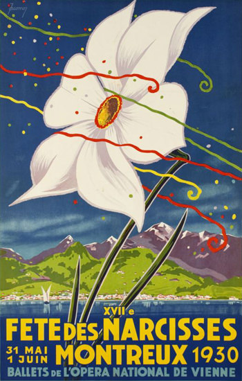 Montreux Fete Des Narcisses Switzerland 1930 | Vintage Ad and Cover Art 1891-1970