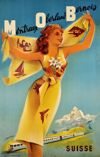 Montreux Oberland Bernois Switzerland 1950 | Sex Appeal Vintage Ads and Covers 1891-1970