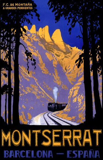 Montserrat Barcelona Espana Mountain Railway | Vintage Travel Posters 1891-1970