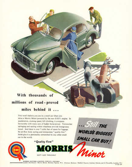 Morris Minor 1954 Worlds Biggest Small Car | Mad Men Art | Vintage