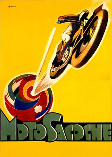 Moto Sacoche Motorcycles Marcello Nizzoli | Vintage Travel Posters 1891-1970