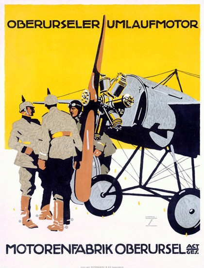 Motorenfabrik Oberursel Umlaufmotor Germany | Vintage War Propaganda Posters 1891-1970