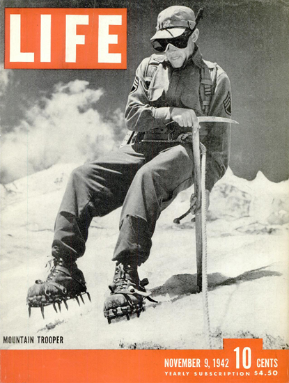 Mountain Trooper 9 Nov 1942 Copyright Life Magazine | Life Magazine BW Photo Covers 1936-1970