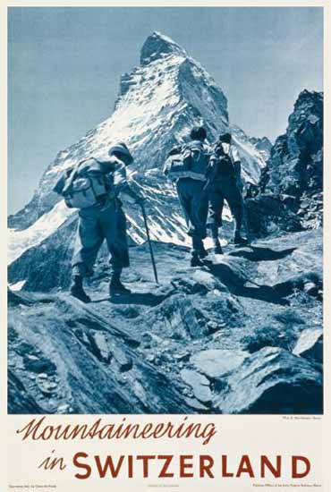 Mountaineering In Switzerland Matterhorn Zermatt 1930 | Vintage Travel Posters 1891-1970