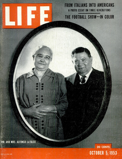 Mr and Mrs Alfonso LaFalce 5 Oct 1953 Copyright Life Magazine | Life Magazine BW Photo Covers 1936-1970