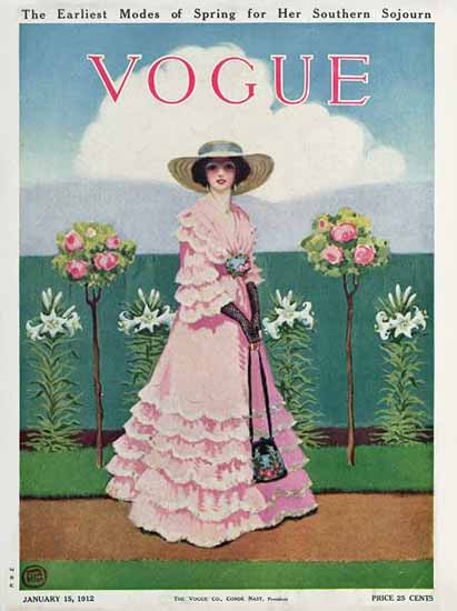 Mrs Newell Tilton Vogue Cover 1912-01-15 Copyright | Vogue Magazine Graphic Art Covers 1902-1958