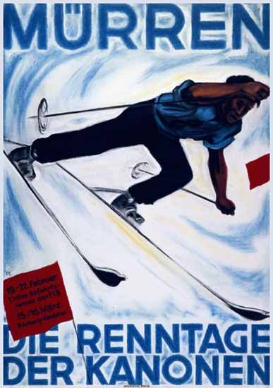 Muerren Renntage der Kanonen Ski Race Switzerland 1930 | Vintage Travel Posters 1891-1970