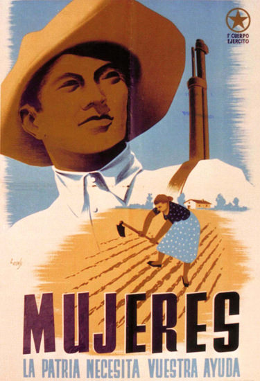 Mujeres La Patria Necesita Vuestra Ayuda Spain | Vintage War Propaganda Posters 1891-1970