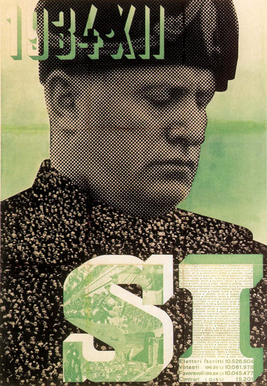 Mussolini SI 1934 Italy Italia | Vintage War Propaganda Posters 1891-1970