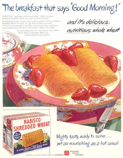 Nabisco Shredded Wheat Good Morning 1945 | Vintage Ad and Cover Art 1891-1970