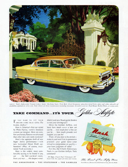 Nash Ambassador Sedan 1952 Golden Airflyte | Vintage Cars 1891-1970