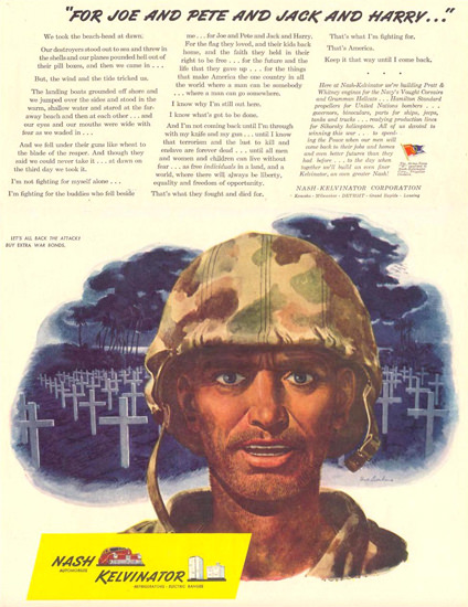 Nash Kelvinator For Joe Pete Jack Harry 1944 | Vintage War Propaganda Posters 1891-1970