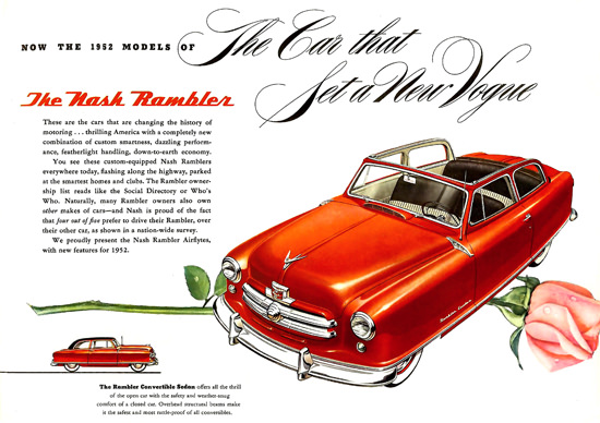 Nash Rambler 1952 Convertible Red | Vintage Cars 1891-1970