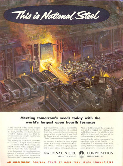 National Steel Mining Ind Blast Furnace 1953 | Vintage Ad and Cover Art 1891-1970