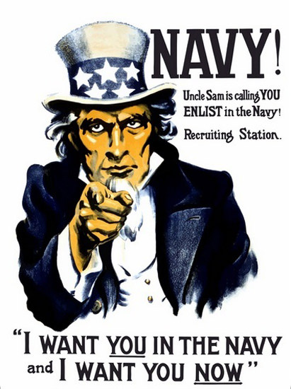 Navy Uncle Sam Is Calling You I Want You Navy | Vintage War Propaganda Posters 1891-1970