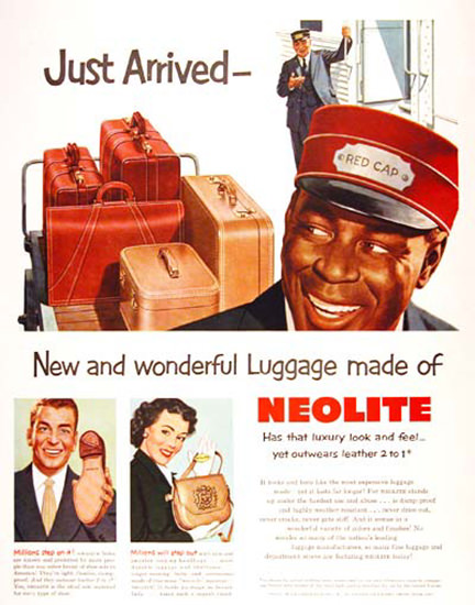 Neolite Luggage Red Cap 1951 Luxery Look Feel | Vintage Ad and Cover Art 1891-1970