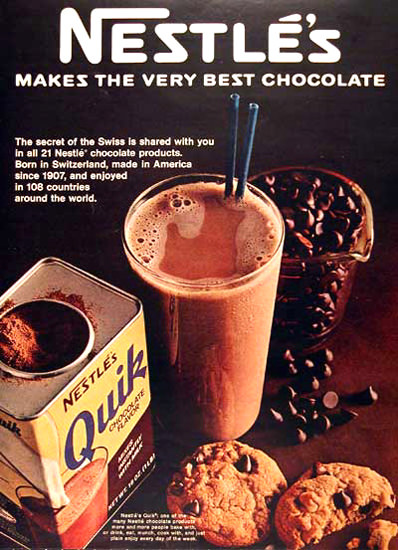 Nestle 1968 Nestles Quik Makes Best Chocolate | Vintage Ad and Cover Art 1891-1970