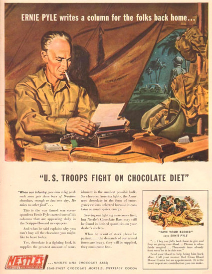 Nestle Ernie Pyle Fight On Chocolate Diet 1943 | Mad Men Art | Vintage ...