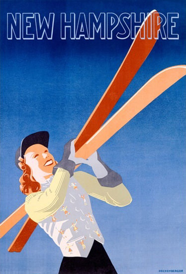 New Hampshire Girl Ski Region Hachenberger | Vintage Travel Posters 1891-1970